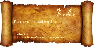 Kirrer Lamberta névjegykártya
